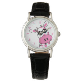 Leuke aardbei Koe lachend gezicht Horloge