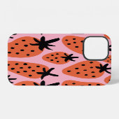 Leuke aardbei, met de hand getekend naadloos ontwe iPhone hoesje (Achterkant horizontaal)