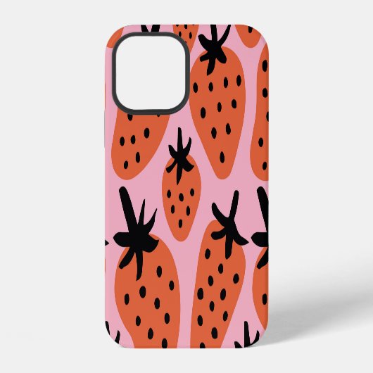Leuke aardbei, met de hand getekend naadloos ontwe iPhone hoesje (Achterkant)