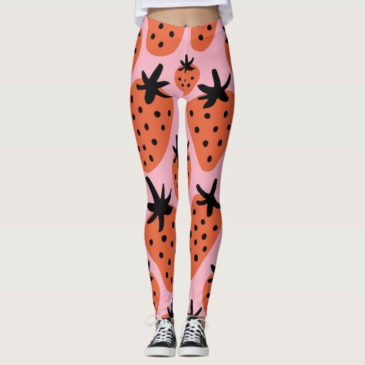 Leuke aardbei, met de hand getekend naadloos ontwe leggings (Voorkant)