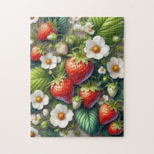 Leuke aardbeibladeren Bloemen Legpuzzel (Verticaal)
