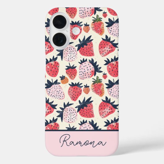 Leuke aardbeidessin met eigen naam   Case-Mate iPhone case (Achterkant)