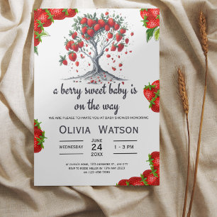 Leuke aardbeienboom bessenzoet Baby shower Kaart