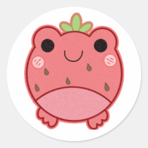 Leuke aardbeienkikker ronde sticker