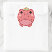 Leuke aardbeienkikker ronde sticker (Tas)