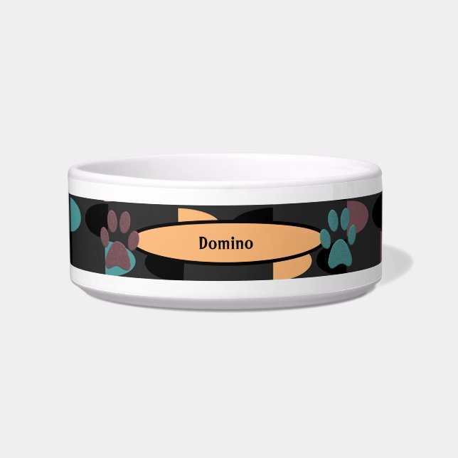 Leuke Abstract Patterned Pet Bowl met pootjes Voerbakje (Voorkant)