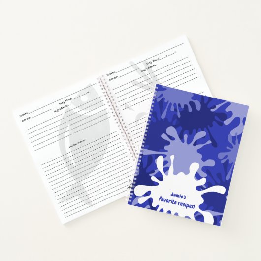 Leuke Abstracte Blauwe Spatverf Schilderij Naam Re Notitieboek (Binnen)