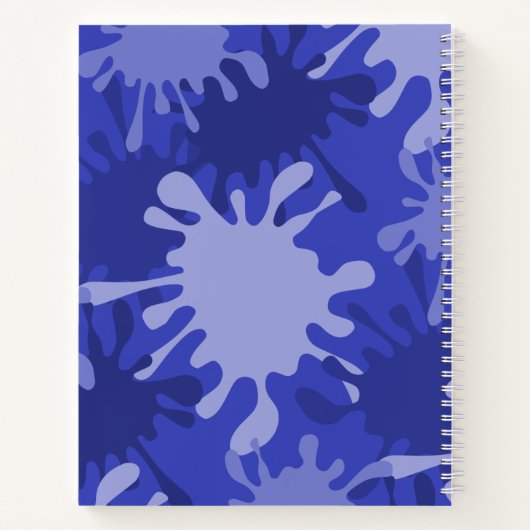 Leuke Abstracte Blauwe Spatverf Schilderij Naam Re Notitieboek (Achterkant)