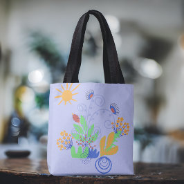 Leuke Abstracte Bloemen op Licht Paarse Tote Bag