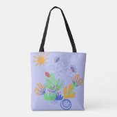 Leuke Abstracte Bloemen op Licht Paarse Tote Bag (Achterkant)