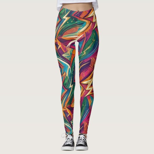 Leuke Abstracte Geometrische Damesleggings Leggings (Voorkant)