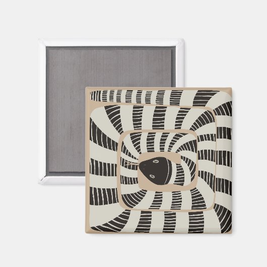 Leuke Abstracte Gestreepte Bands Snake | Slangenli Magneet (Voorkant / Achterkant)