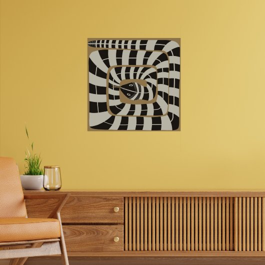 Leuke Abstracte Gestreepte Snake Aardachtig Bruin  Poster (Woonkamer 2)