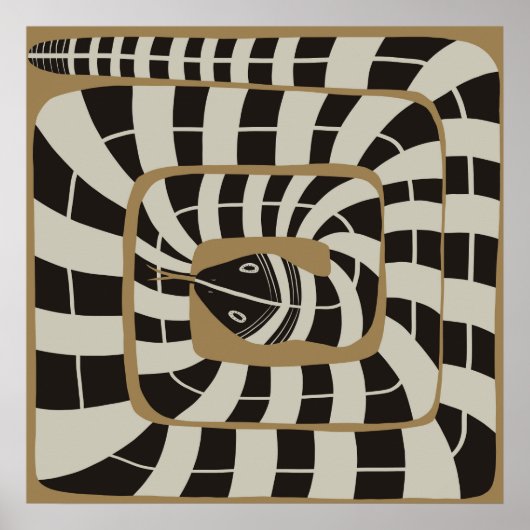 Leuke Abstracte Gestreepte Snake Aardachtig Bruin  Poster (Voorkant)