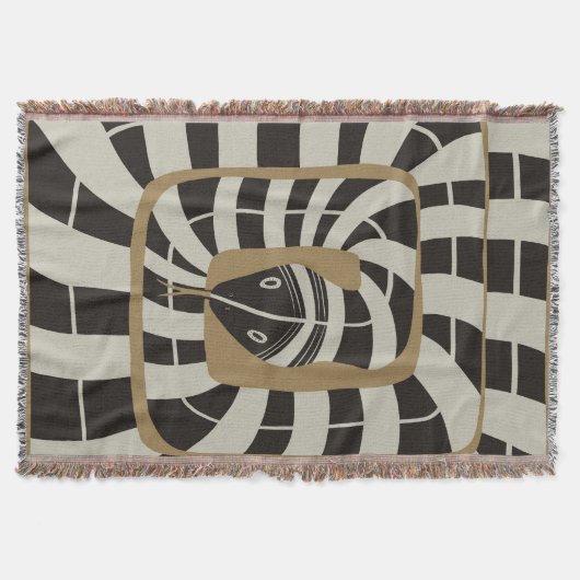 Leuke Abstracte Gestreepte Snake in Bruine Neutral Deken (Voorkant)