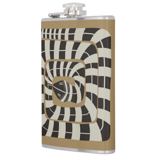 Leuke Abstracte Gestreepte Snake in Bruine Neutral Heupfles (Links)