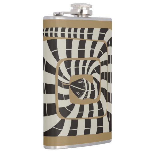 Leuke Abstracte Gestreepte Snake in Bruine Neutral Heupfles (Rechts)