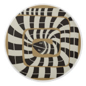 Leuke Abstracte Gestreepte Snake in Bruine Neutral Keramische Knop (Voorkant)