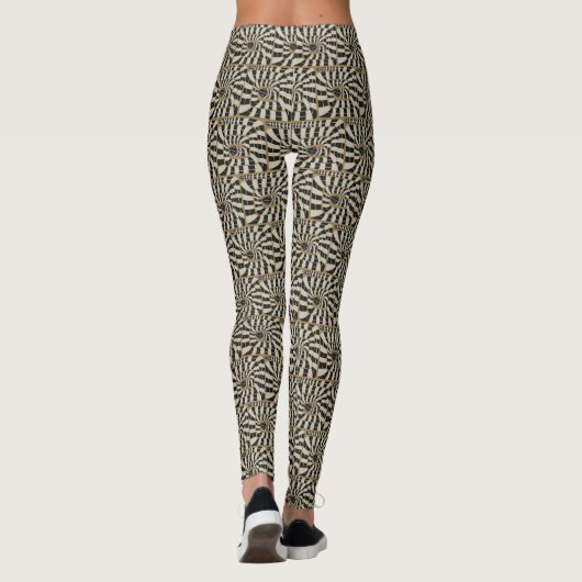 Leuke Abstracte Gestreepte Snake in Bruine Neutral Leggings (Achterkant)