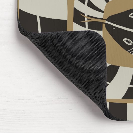 Leuke Abstracte Gestreepte Snake in Bruine Neutral Muismat (Hoek)