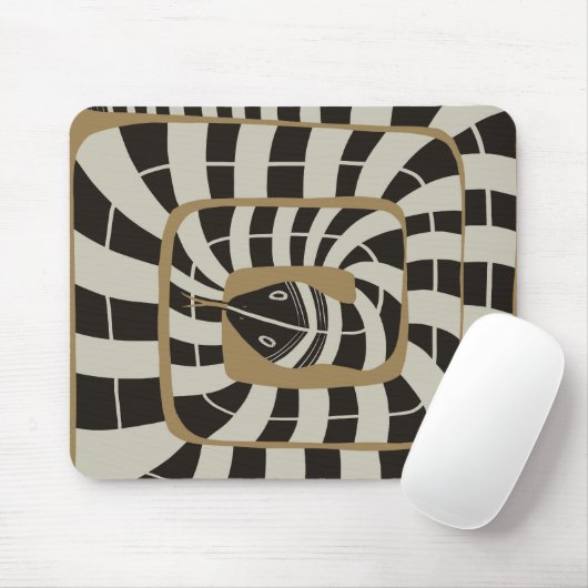 Leuke Abstracte Gestreepte Snake in Bruine Neutral Muismat (Met muis)