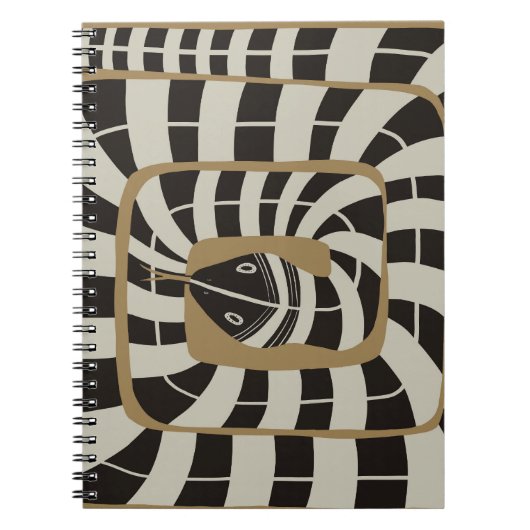 Leuke Abstracte Gestreepte Snake in Bruine Neutral Notitieboek (Voorkant)
