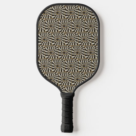 Leuke Abstracte Gestreepte Snake in Bruine Neutral Pickleball Paddle (Achterkant)