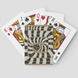 Leuke Abstracte Gestreepte Snake in Bruine Neutral Pokerkaarten