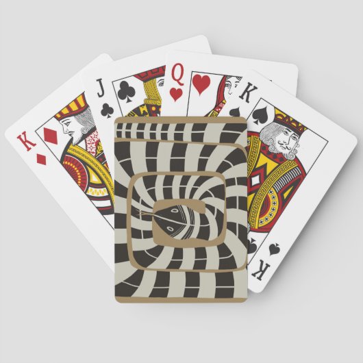 Leuke Abstracte Gestreepte Snake in Bruine Neutral Pokerkaarten (Achterkant)