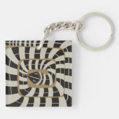 Leuke Abstracte Gestreepte Snake in Bruine Neutral Sleutelhanger (Achterkant)