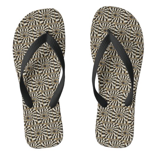 Leuke Abstracte Gestreepte Snake in Bruine Neutral Teenslippers (Voetbed)