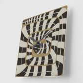 Leuke Abstracte Gestreepte Snake in Bruine Neutral Vierkante Klok (Hoek)