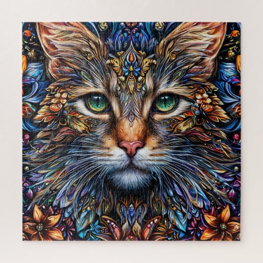 Leuke Abstracte Kat Illustratie Legpuzzel (Verticaal)