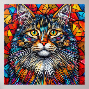 Leuke Abstracte Kat Illustratie Poster