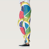 Leuke Abstracte Kleurrijke Citrus Slice Regenboogp Leggings (Links)