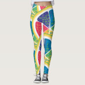 Leuke Abstracte Kleurrijke Citrus Slice Regenboogp Leggings (Voorkant)