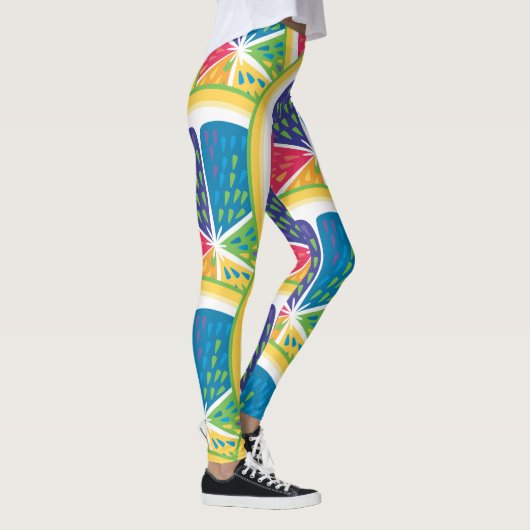 Leuke Abstracte Kleurrijke Citrus Slice Regenboogp Leggings (Rechts)