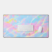 Leuke Abstracte Pastel Licht Roze & Blauw Marmeren Bureaumat (Keyboard & Muis)