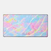 Leuke Abstracte Pastel Licht Roze & Blauw Marmeren Bureaumat (Voorkant)