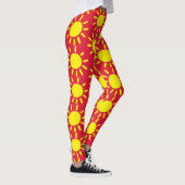 Leuke Abstracte rode en gele zonnestralen cirkels Leggings (Rechts)