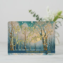 Leuke Abstracte Winter Wonderland Sneeuwvlokken Ar Folie Feestdagenkaart