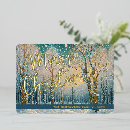 Leuke Abstracte Winter Wonderland Sneeuwvlokken Ar Folie Feestdagenkaart