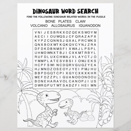 Leuke activiteit voor kinderen Dinosaurus Puzzel W (Voorkant)