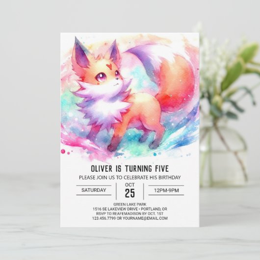 Leuke afdrukbare Fox Verjaardag Kaart (Staand voorkant)