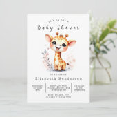 Leuke afdrukbare Giraffe Baby shower Kaart (Staand voorkant)