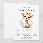 Leuke afdrukbare Giraffe Baby shower Kaart (Voorkant / Achterkant)