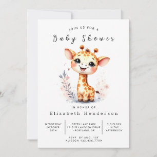 Leuke afdrukbare Giraffe Baby shower Kaart