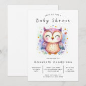 Leuke afdrukbare uil Baby shower Kaart (Voorkant / Achterkant)