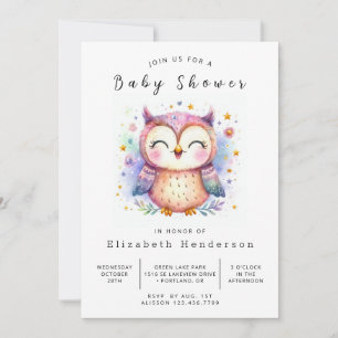 Leuke afdrukbare uil Baby shower Kaart