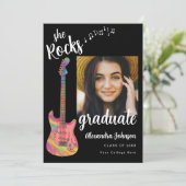 Leuke afstudeerfoto zwart-wit script afstudeerfees kaart (Staand voorkant)